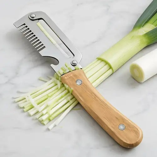 3-in-1 Stainless Steel Peeler | Wooden Handle Kitchen Tool