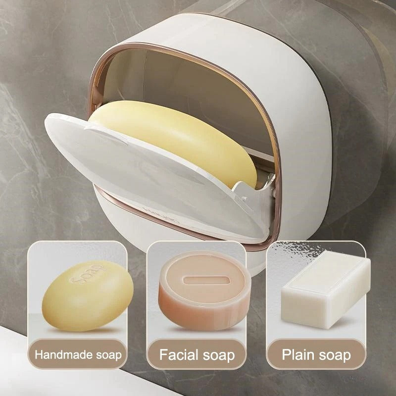 Wall-Mounted Soap Holder | Flip-Cover Bathroom Soap Dish