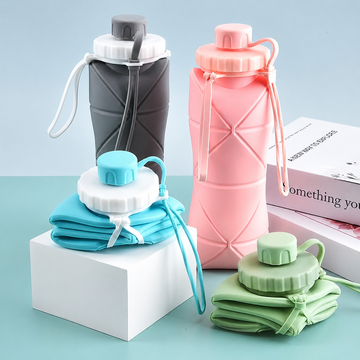 600ML Silicone Folding Bottle | Foldable Travel Water Bottle