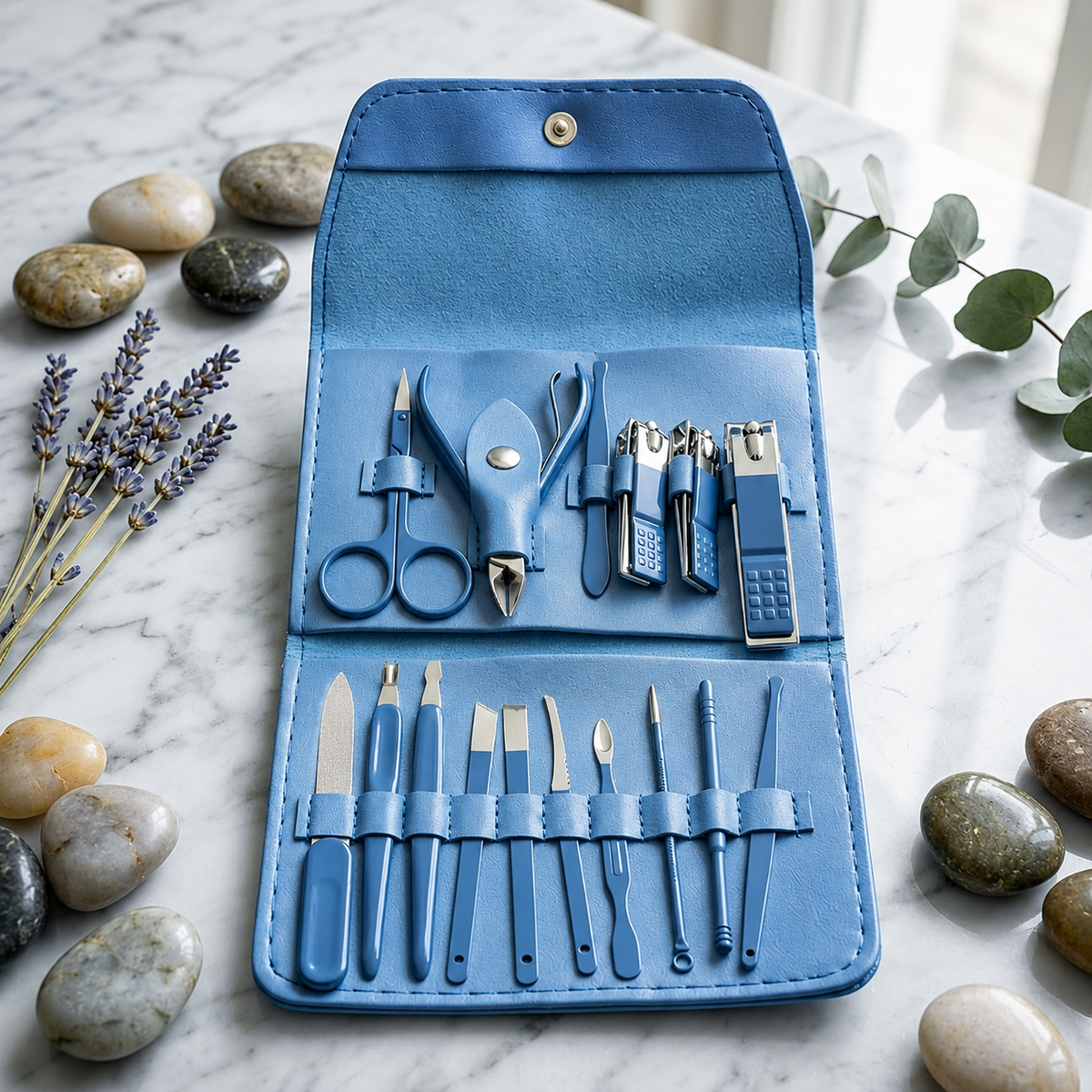 16-Piece Manicure & Pedicure Kit | Stainless Steel Nail Care Set with Travel Case
