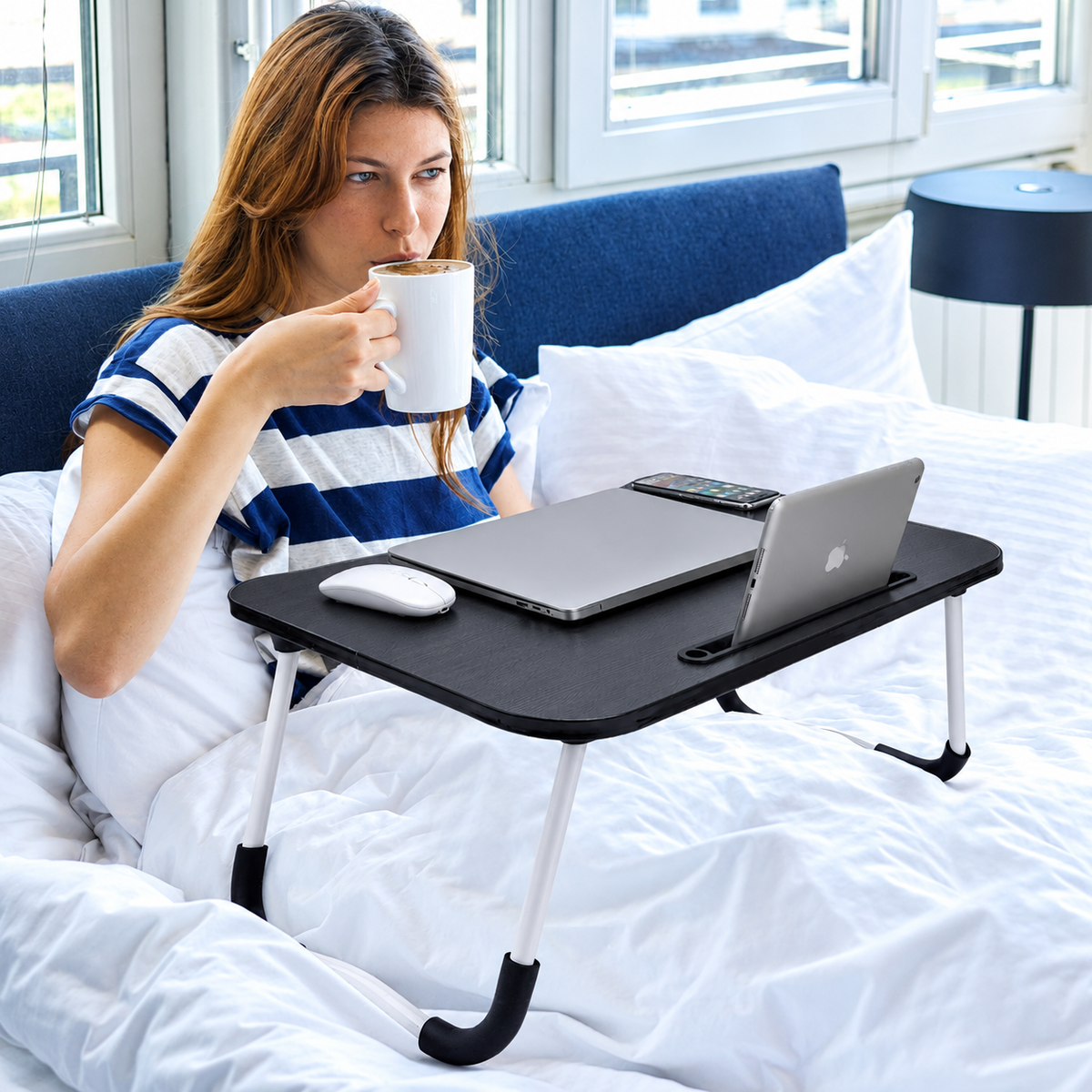 Laptop Table T1 | Foldable Table with Cup & Tablet Holder