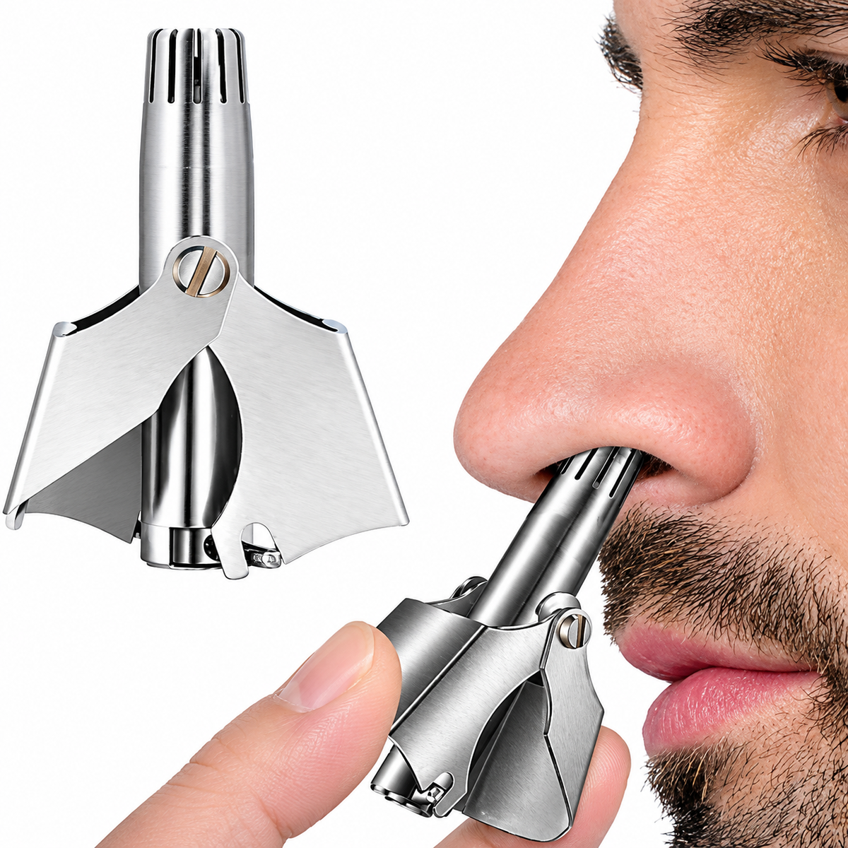 Mini Stainless Steel Nose Hair Trimmer | Manual Grooming Tool