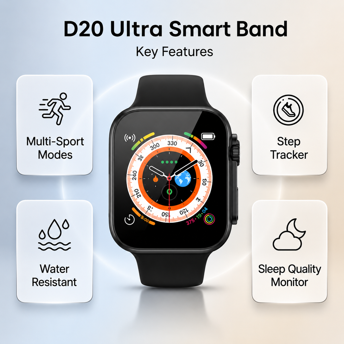 D20 Ultra Fitness Smart Bracelet | Bluetooth Fitness Watch