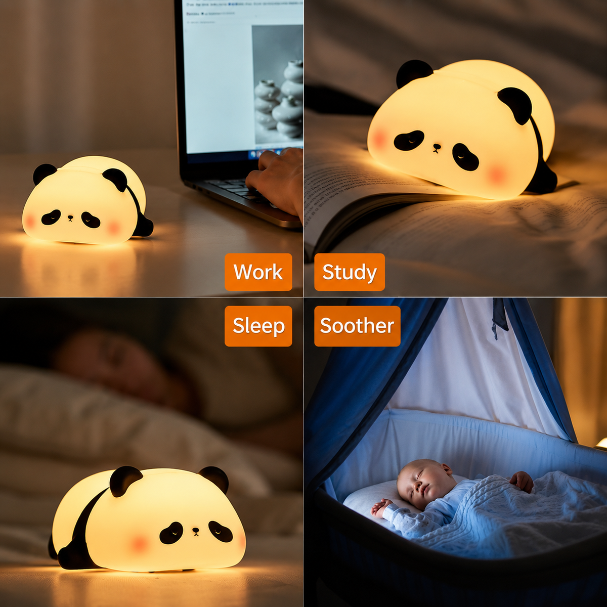 Rechargeable Panda Lamp | Cute Silicone Night Light