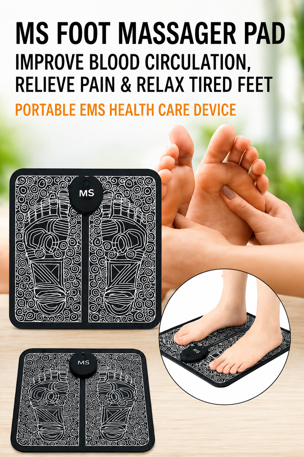 EMS Foot Massager Mat | 9 Intensity Levels & 6 Modes