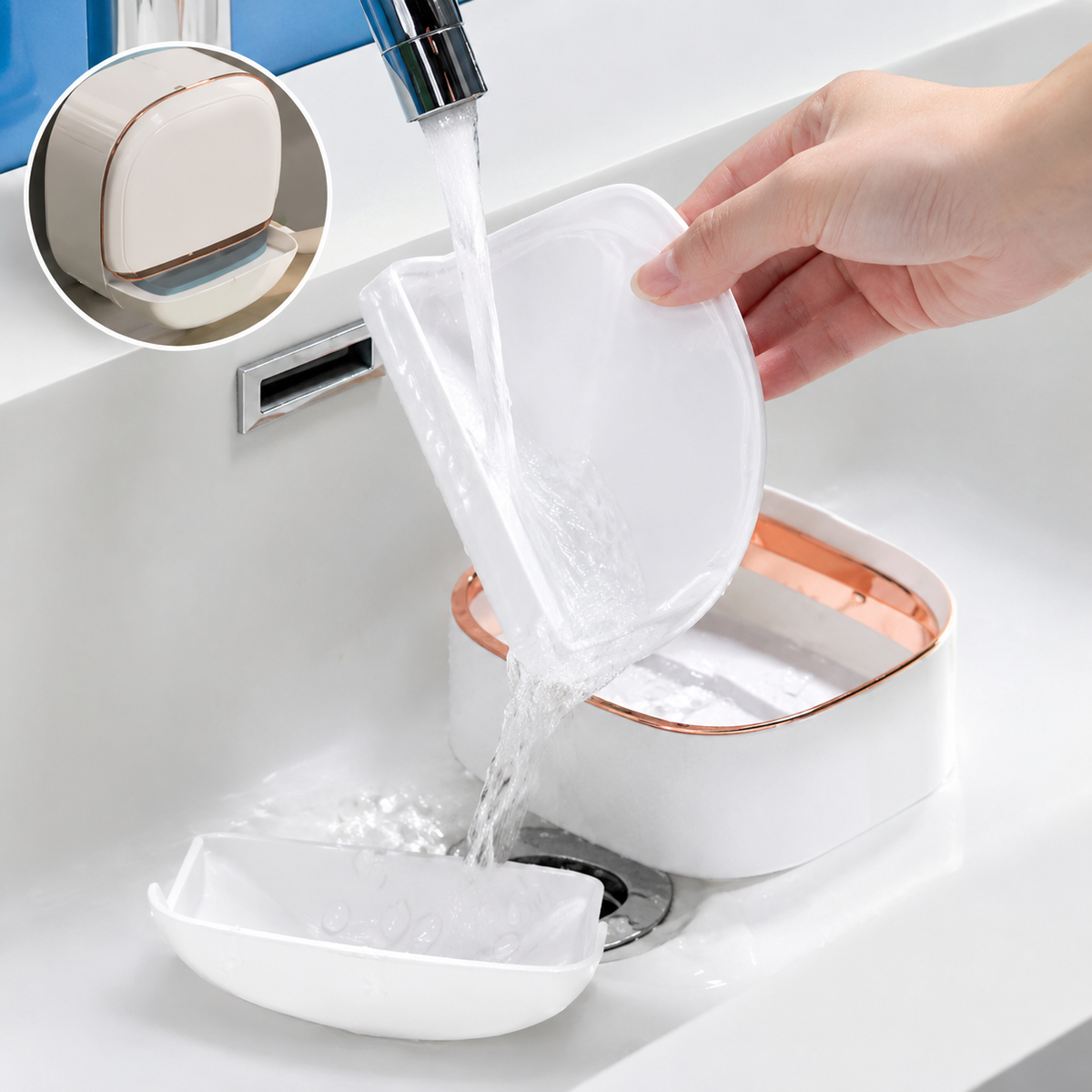 Wall-Mounted Soap Holder | Flip-Cover Bathroom Soap Dish