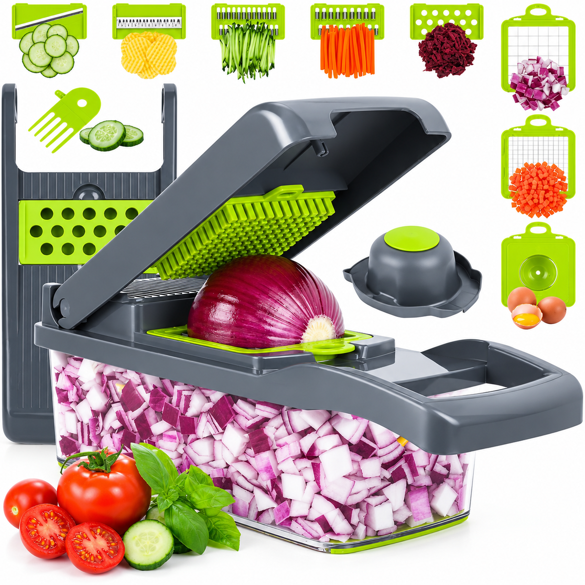 16-in-1 Vegetable Chopper | Multi-Functional Dicer & Slicer with Container