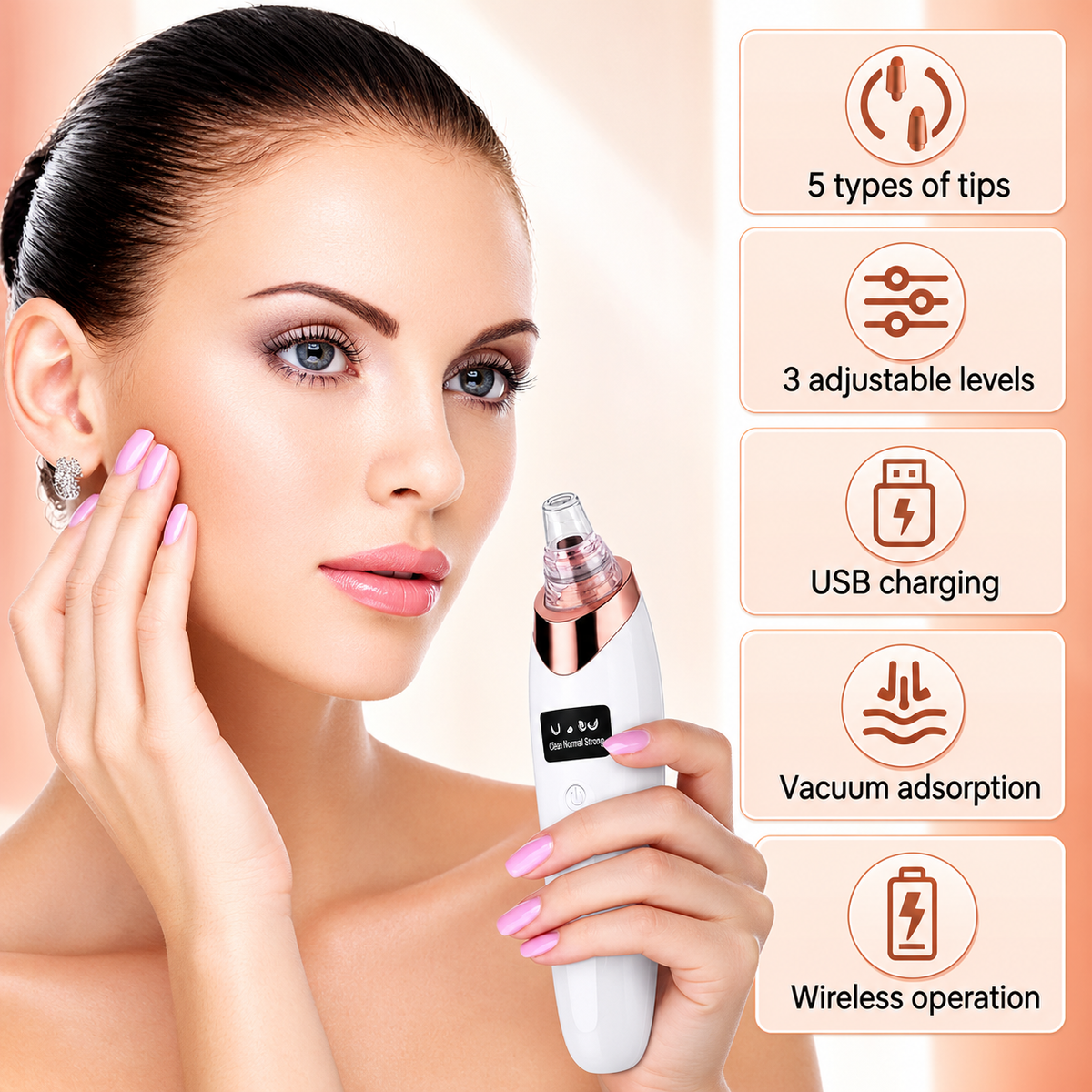 5-in-1 Blackhead Remover Machine | Rechargeable Facial Pore Vacuum