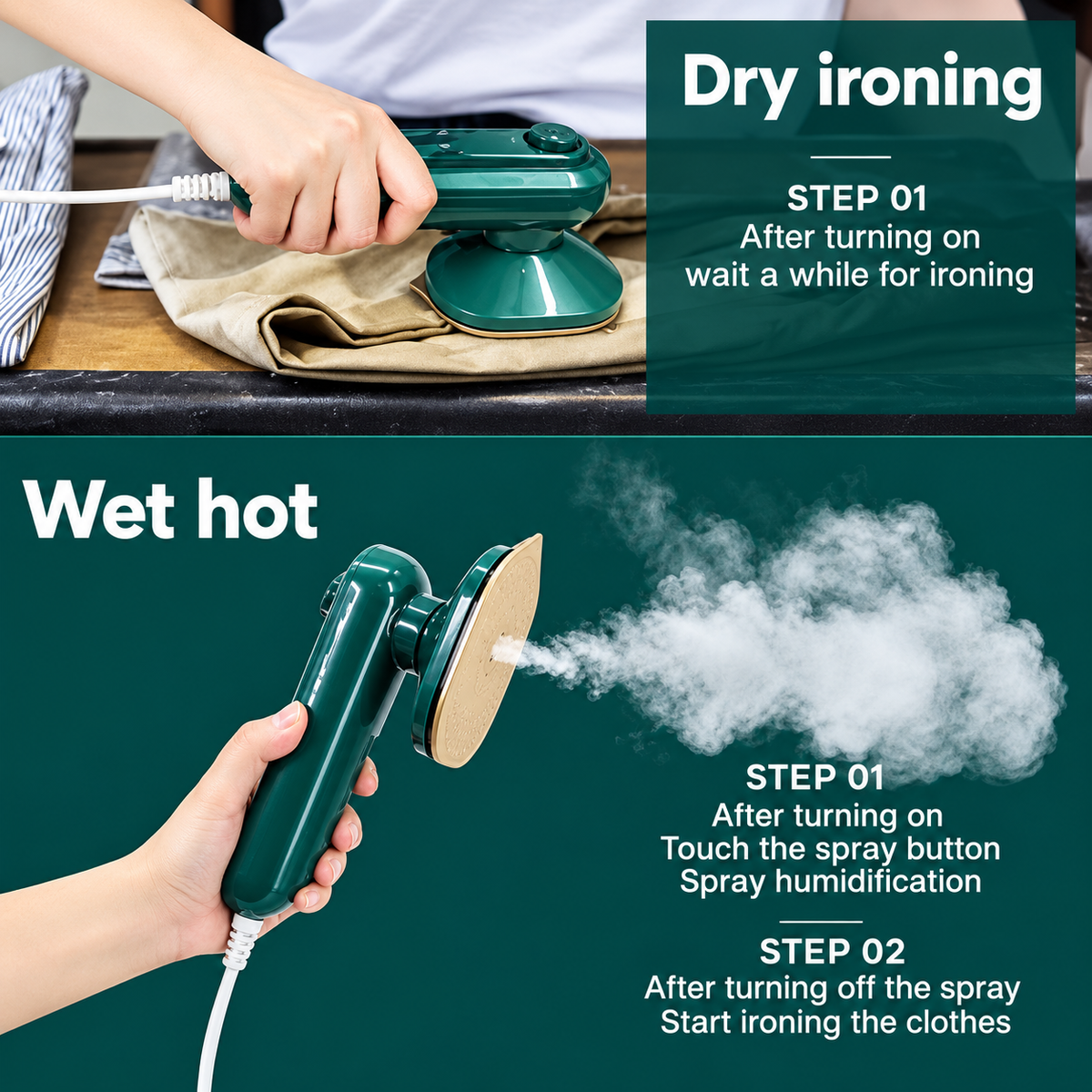 Portable Steam Iron | Mini Travel Iron with Spray