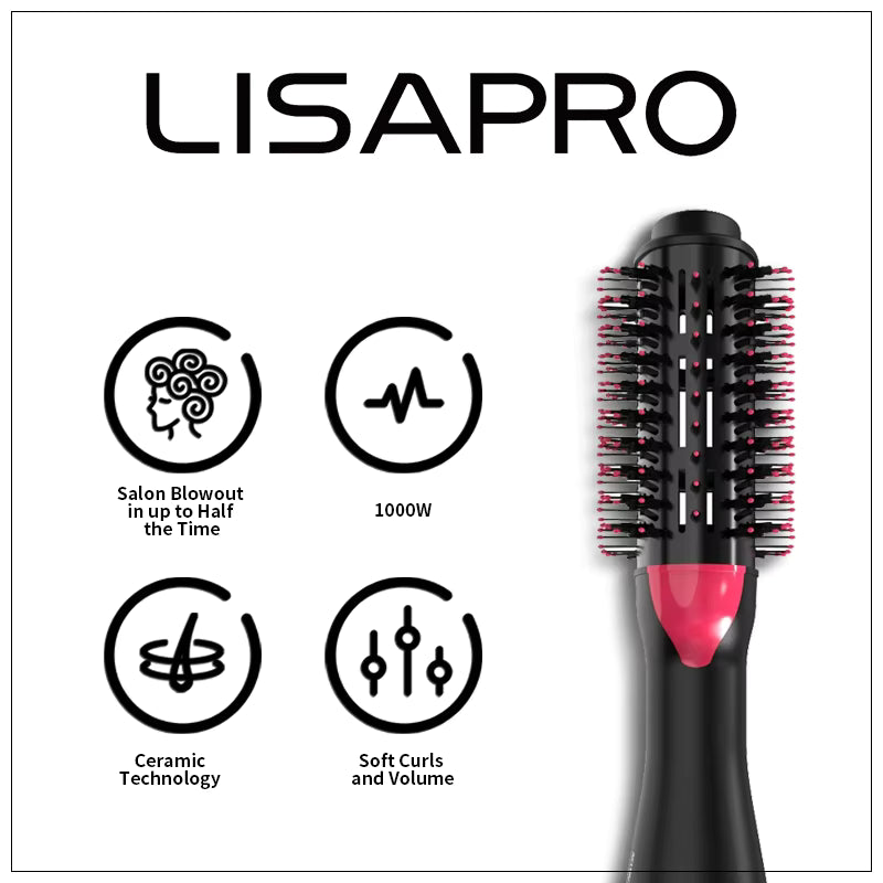 3-in-1 Hot Air Hair Brush | Dryer, Straightener & Curler