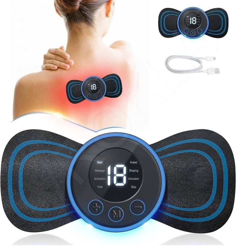 Rechargeable EMS Butterfly Massager | Portable Muscle Stimulator | Pain Relief Device