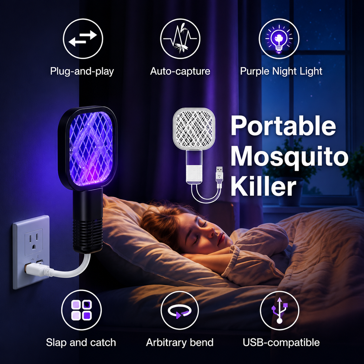 Electric Mini USB Mosquito Killer Lamp | Portable Insect Catcher