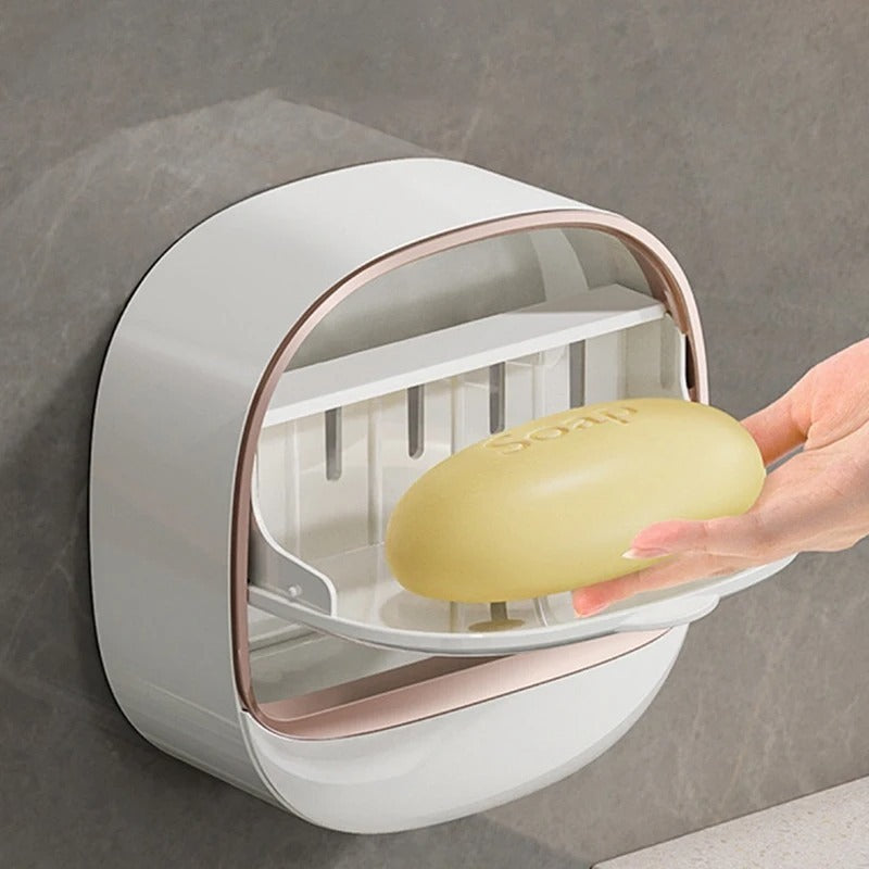 Wall-Mounted Soap Holder | Flip-Cover Bathroom Soap Dish