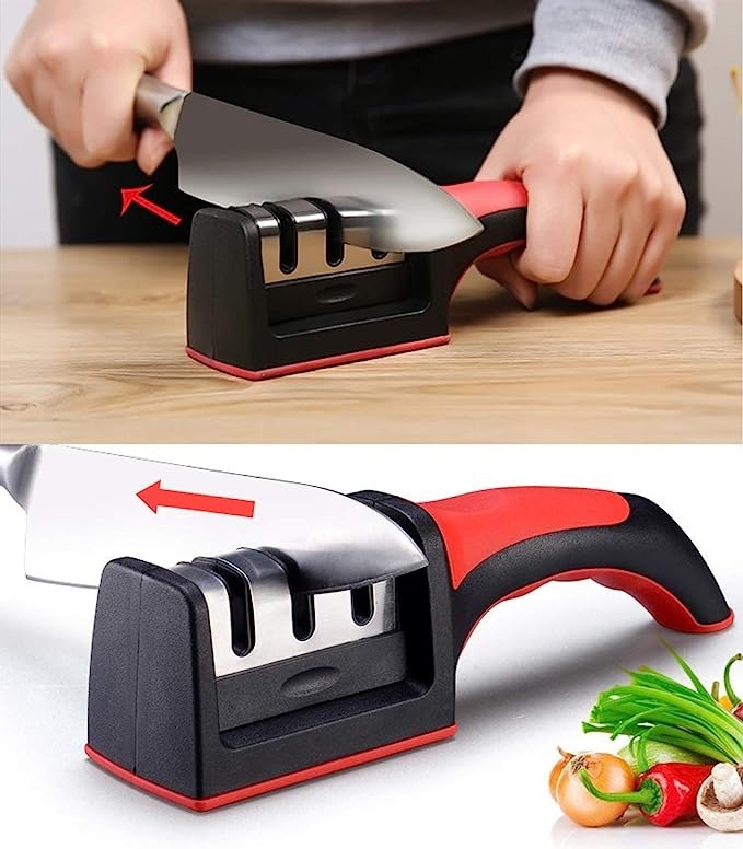 3-Stage Kitchen Knife Sharpener | Manual Blade Sharpening Tool
