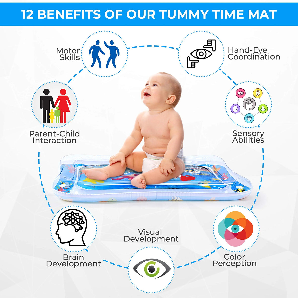 Inflatable Water Play Mat | Baby Tummy Time Sensory Toy