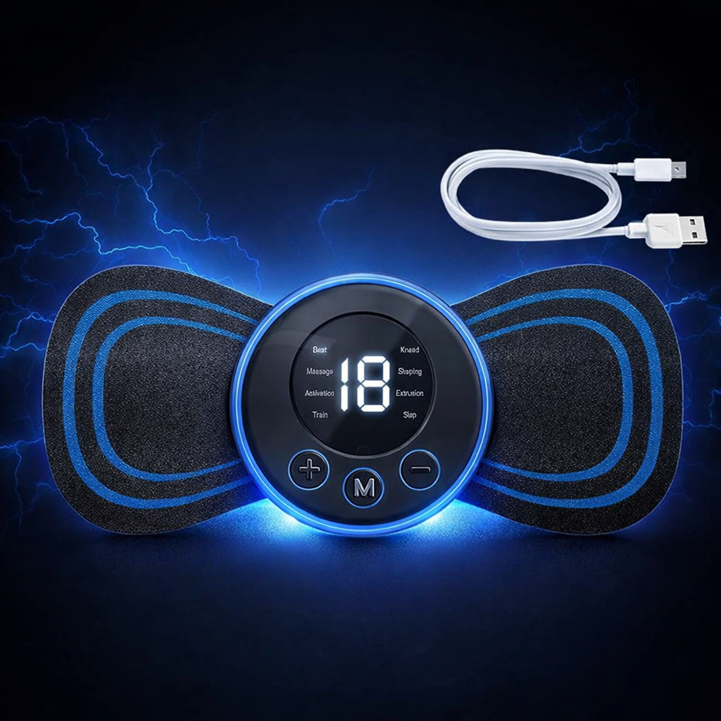 Rechargeable EMS Butterfly Massager | Portable Muscle Stimulator | Pain Relief Device