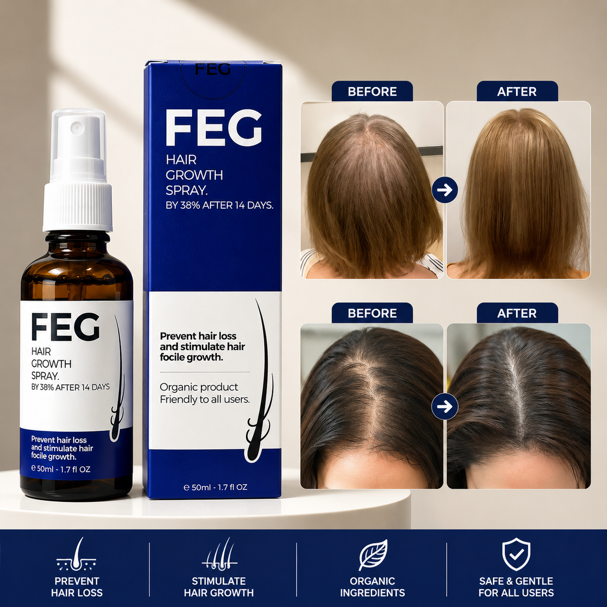 FEG Plus Hair Growth Spray 50ML | Hair Fall & Follicle Care Spray2