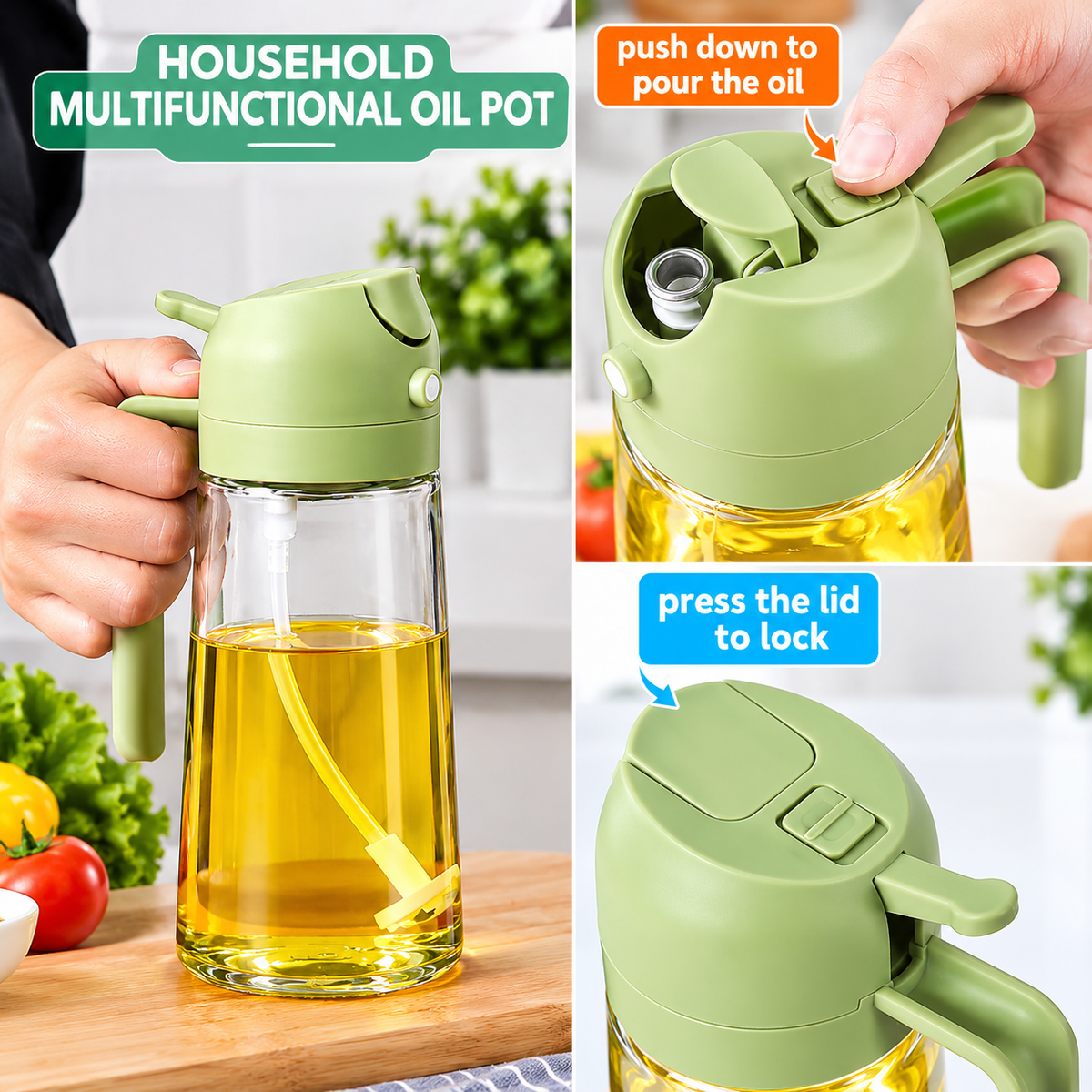 2-in-1 Oil Spray Bottle | 470ml Glass Dispenser