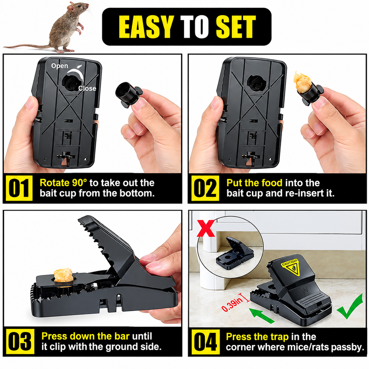 Heavy Duty Plastic Mouse Trap | Reusable Rat Catcher