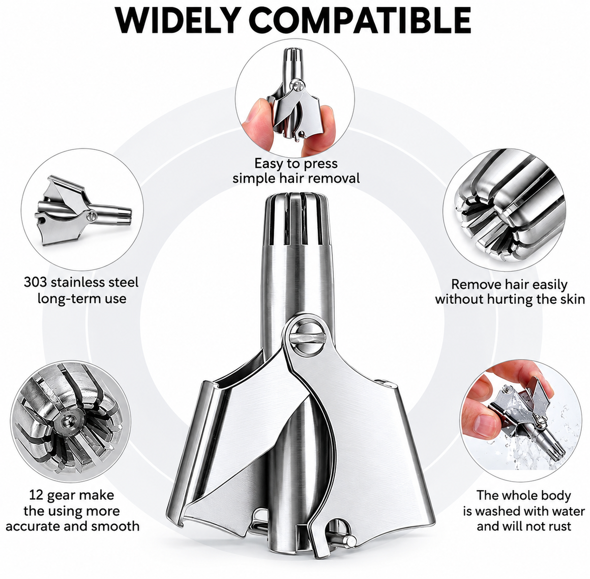 Mini Stainless Steel Nose Hair Trimmer | Manual Grooming Tool