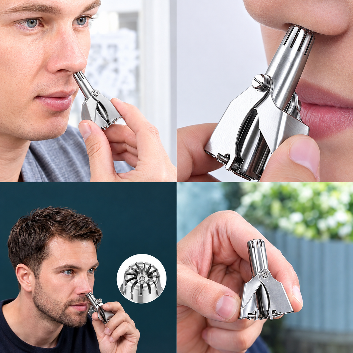 Mini Stainless Steel Nose Hair Trimmer | Manual Grooming Tool