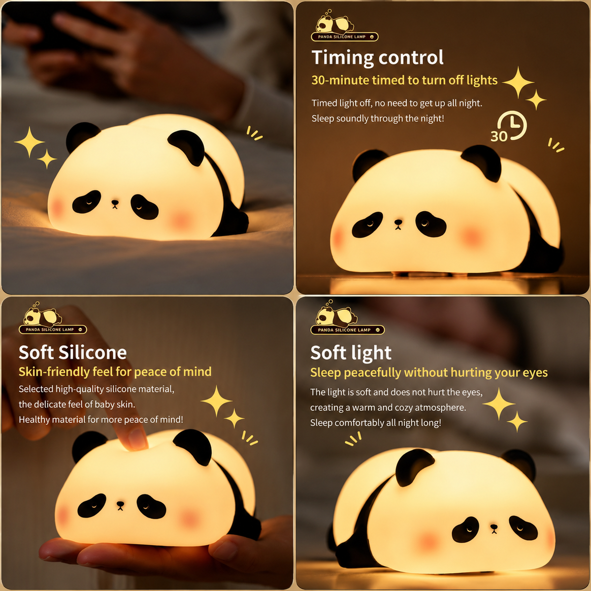 Rechargeable Panda Lamp | Cute Silicone Night Light