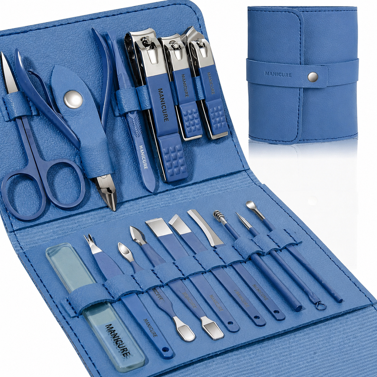 16-Piece Manicure & Pedicure Kit | Stainless Steel Nail Care Set with Travel Case