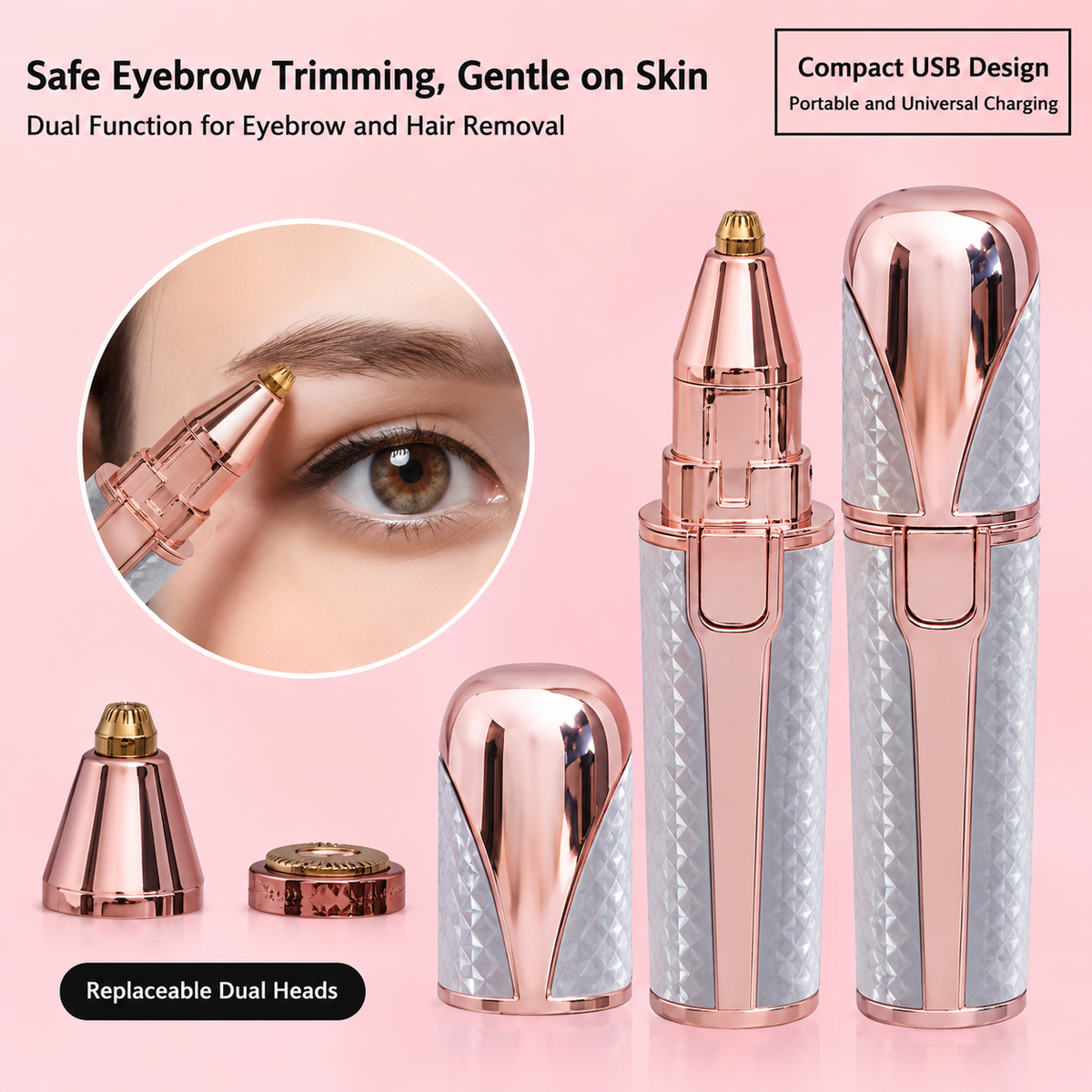 2-in-1 Eyebrow & Facial Hair Remover | Rechargeable Precision Trimmer