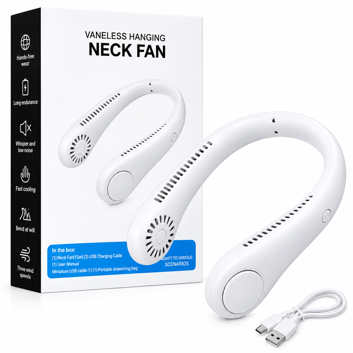 Portable Neck Fan | USB Rechargeable Bladeless Personal Fan