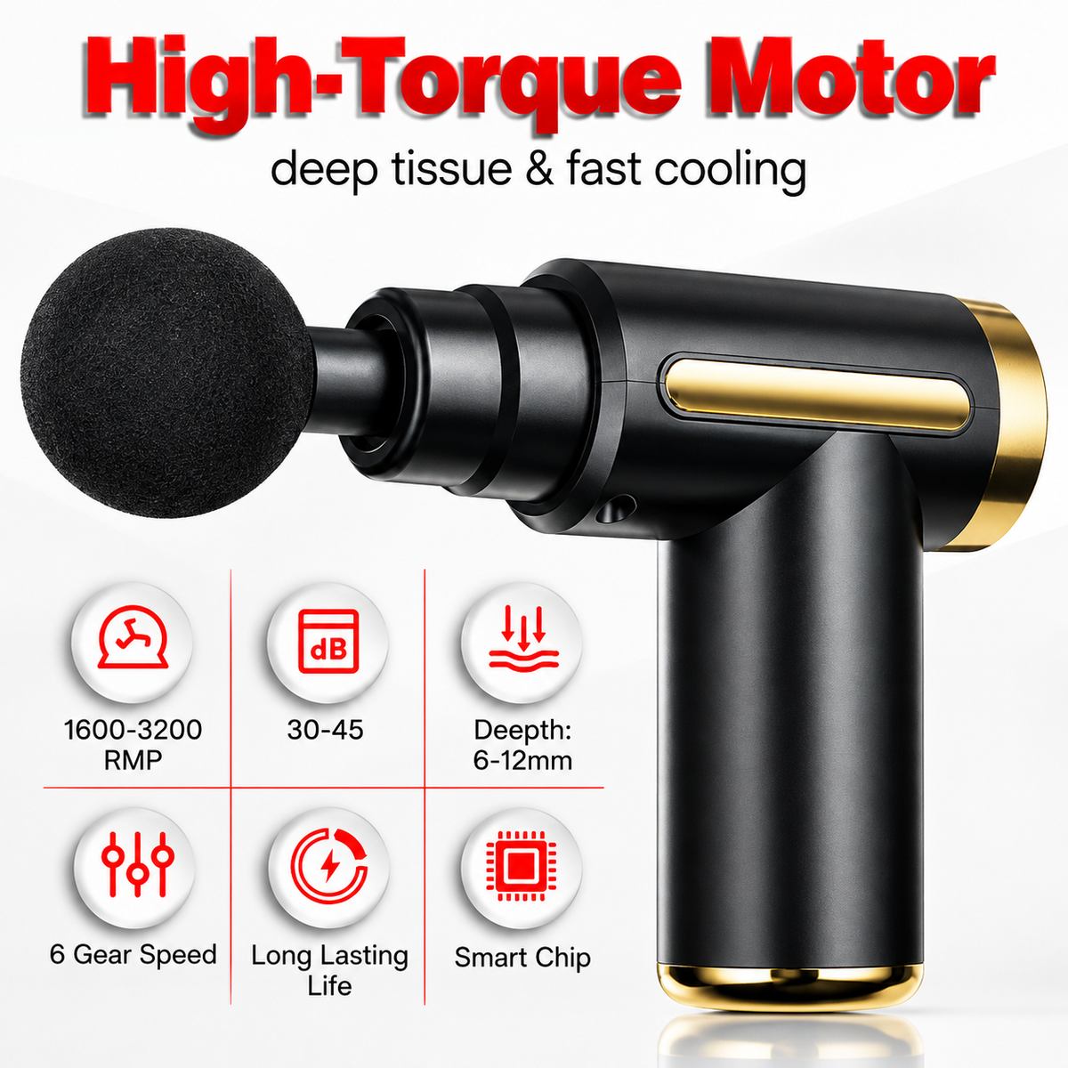 4-in-1 Gun Massager | 5-Speed Rechargeable Muscle Massager