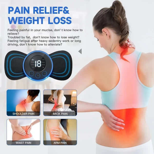 Rechargeable EMS Butterfly Massager | Portable Muscle Stimulator | Pain Relief Device