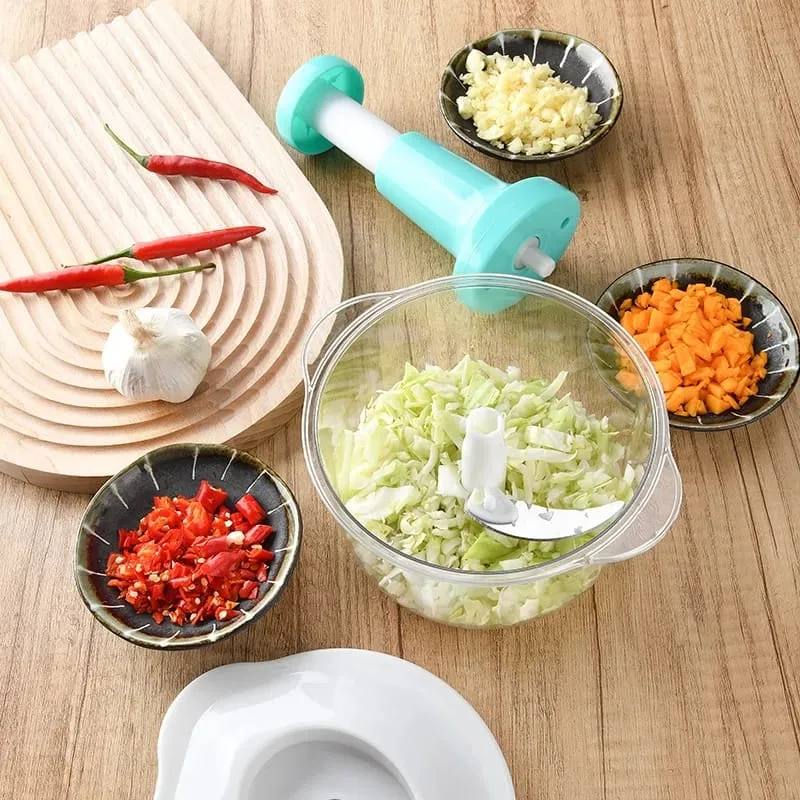 Manual Hand Press Food Chopper for Kitchen | 1.5L Push Chopper